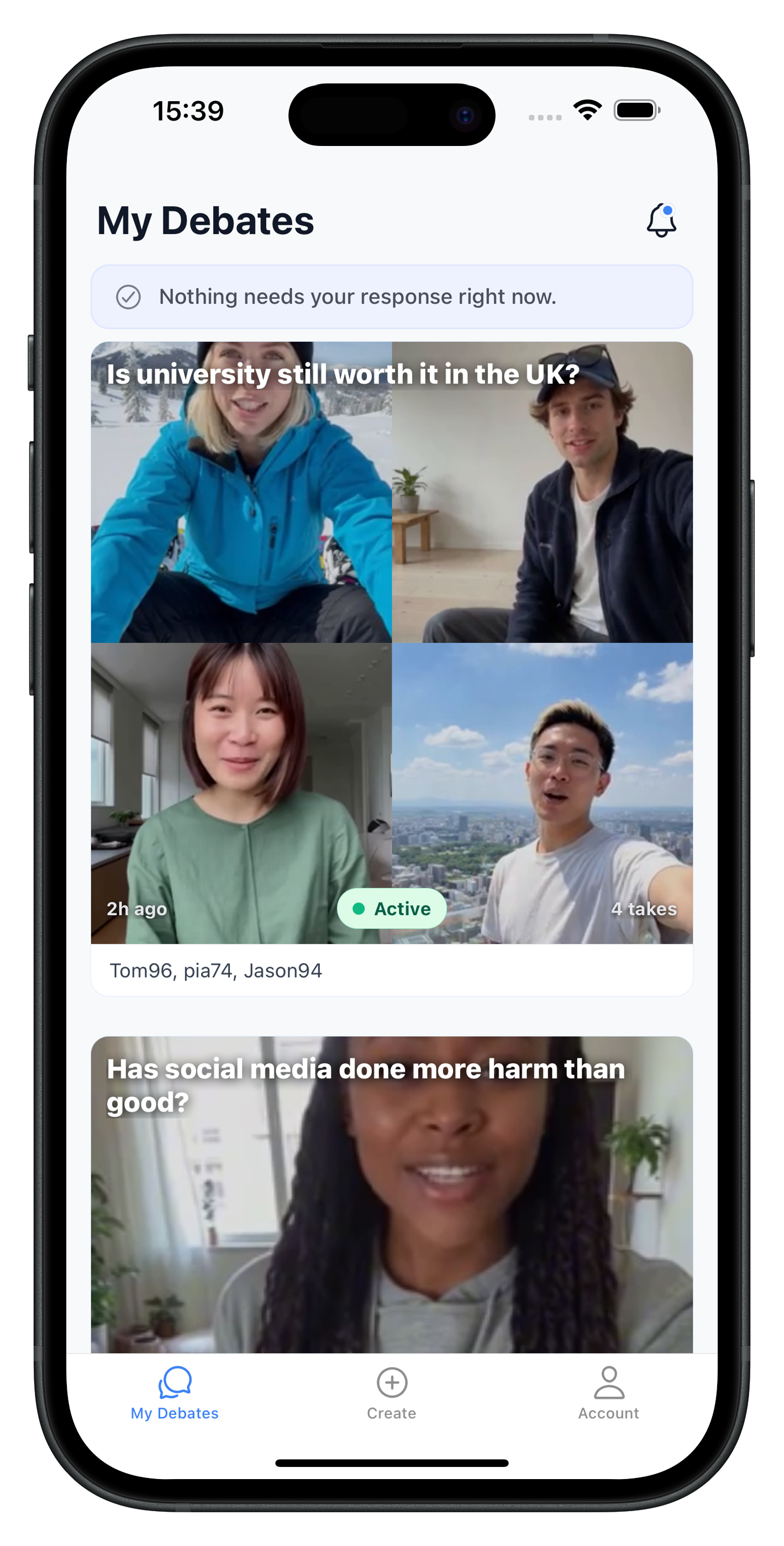 Tag app feed on a phone